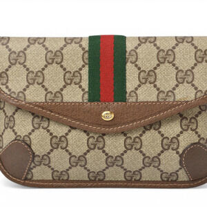 Gucci pouch, Old GG Plus, Sherry line, beige and brown.